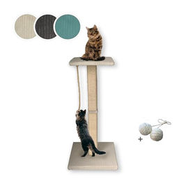 Rohrschneider Katzen Kratzbaum Emmi aus Echtholz mit Sisal und gepolsterter Liegefläche beige 77 cm – Bild 1 von 11