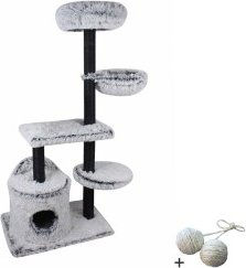 Produktbild von Rohrschneider Katzenbaum Lia Kratzbaum aus Plüsch in Schwarz und Grau mit Spielball