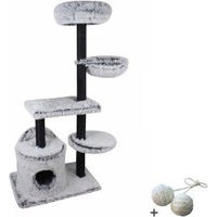 Produktbild von Rohrschneider Katzenbaum Lia Kratzbaum aus Plüsch in Schwarz und Grau mit Spielball