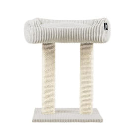 Rohrschneider Katzenbaum mit Kuschelsofa aus Vollholz und Cordstoff Beige 45x58x68 cm – Bild 1 von 1