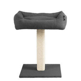 Rohrschneider Katzenbaum mit Kuschelsofa aus Vollholz und Cordstoff Dunkelgrau 45x58x68 cm – Bild 1 von 1