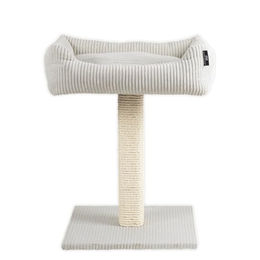 Rohrschneider Katzenbaum mit Kuschelsofa aus Vollholz und Cordstoff in Beige 45x58x68 cm – Bild 1 von 1