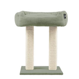 Rohrschneider Katzenbaum mit Kuschelsofa aus Vollholz und Cordstoff in Salbei 45x58x68 cm – Bild 1 von 1