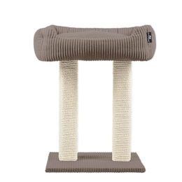 Rohrschneider Katzenbaum mit Kuschelsofa aus Vollholz und Cordstoff in Taupe 45x58x68 cm – Bild 1 von 1