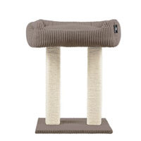 Produktbild von Rohrschneider Katzenbaum mit Kuschelsofa aus Vollholz und Cordstoff in Taupe 45x58x68 cm