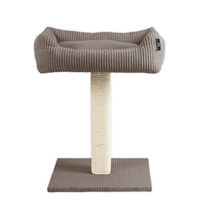 Produktbild von Rohrschneider Katzenbaum mit Kuschelsofa aus Vollholz und Cordstoff in Taupe 45x58x68 cm