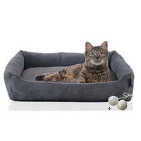 Produktbild von Rohrschneider Katzenbett aus Cordstoff mit Spielkugelset in Anthrazit