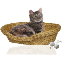 Produktbild von Rohrschneider Katzenbett Bananenblatt Beige mit Kissen