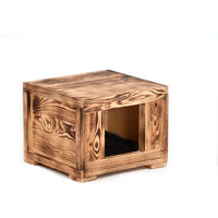 Produktbild von Rohrschneider Katzenhöhle Amadeus aus Holz geflammt mit Plüsch in Braun