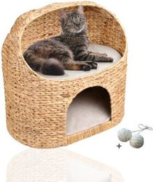 Rohrschneider Katzenhöhle aus Bananenblatt in Beige klein – Bild 1 von 2