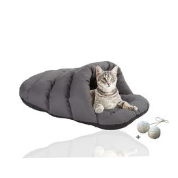 Rohrschneider Katzenhöhle aus Stoff in Grau inklusive 2 Spielbällen – Bild 1 von 11