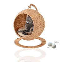 Produktbild von Rohrschneider Katzenhöhle Bananenblatt als runder Hängesessel für Katzen in Beige