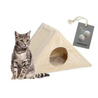 Produktbild von Rohrschneider Katzenhöhle Kratzpyramide beige mit Sisal Kratzfläche und 2 Spielbällen
