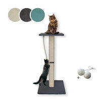 Produktbild von Rohrschneider Katzenkratzbaum Emmi Kratzsäule aus Holz mit Sisal und gepolsterter Liegefläche in Dunkelgrau 77 cm
