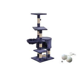 Rohrschneider Katzenkratzbaum Felina mit Spielball aus blauem Plüsch 120 cm – Bild 1 von 4