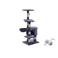 Produktbild von Rohrschneider Katzenkratzbaum Felina mit Spielball aus blauem Plüsch 120 cm