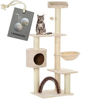 Produktbild von Rohrschneider Katzenkratzbaum Utah Beige mit Höhle Hängemulde und Sisal-Pfosten 138 cm