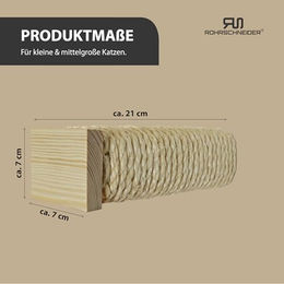Rohrschneider Katzentreppe aus Holz mit Sisalseil als Wandelement für Katzen 2er Set Natur Beige – Bild 1 von 4