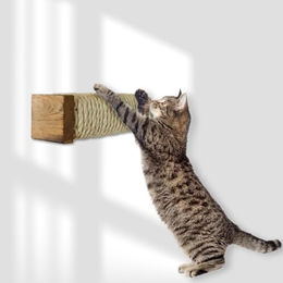 Rohrschneider Katzentreppe Wandelement für Katzen aus Holz mit Sisalseil in Natur Braun – Bild 1 von 9