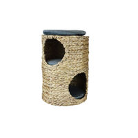 Produktbild von Rohrschneider Kratzbaum Bananenblatt Grau mit Samtkissen Ø32xH45 cm Katzenhöhle Katzenbett für Katzen