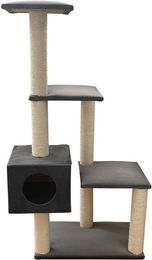 Rohrschneider Kratzbaum Samt Grau 133 x 48 x 72 cm für Katzen – Bild 1 von 1