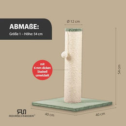 Rohrschneider Kratzbaum XL für Katzen mit Sisal-Kratzsäule Ø 12 cm und Spielball in Grün – Bild 1 von 2