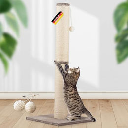 Rohrschneider Kratzbaum XL für Katzen mit Sisal-Kratzsäule und Spielball in Beige (H 107 cm) – Bild 1 von 3