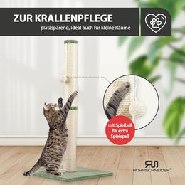 Rohrschneider Kratzsäule L mit Katzenspielzeug und Cordbezug in Grün – Bild 1 von 4