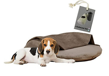 Rohrschneider Kuschelinsel Samt Valley Hundekissen aus Polyester Taupe Größe M – Bild 1 von 8
