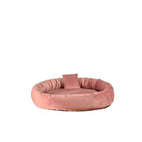 Produktbild von Rohrschneider Kuschelinsel Velvet Haustierbett für Katzen und kleine Tiere aus Samt mit herausnehmbarem Kissen in Rosa Größe S