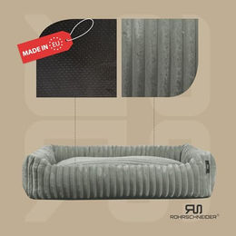 Rohrschneider Kuschelsofa Deluxe Hundebett für kleine und mittelgroße Hunde und Katzen aus Cord in Grau – Bild 1 von 5