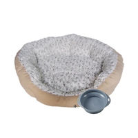 Produktbild von Rohrschneider Kuschelsofa Snow Hundebett und Katzenbett aus Plüsch Größe S mit Futternapf waschbar