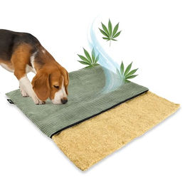 Rohrschneider mümmi Hundematte aus Hanf mit abnehmbarem Cordbezug in Grün für mittlere Hunde – Bild 1 von 12