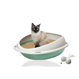 Rohrschneider Offene Schalentoilette für Katzen in Grün Größe L aus Kunststoff – Bild 1 von 3