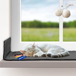 Rohrschneider Selbstwärmende Katzen Fensterliege aus Cord in Grau 90 x 29 cm – Bild 1 von 8