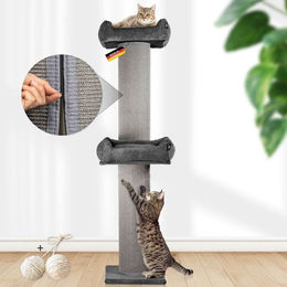 Produktbild von Rohrschneider XXL Kratzbaum FRIEDA Kratztonne für Katzen mit waschbarem Cord-Bezug in Grau