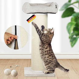 Produktbild von Rohrschneider XXL Kratzbaum FRIEDA Kratztonne für Katzen mit waschbarem Cord-Bezug in Weiß