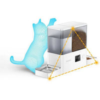 Produktbild von ROJECO 2-in-1 Futterspender und Trinkbrunnen für kleine bis mittelgroße Katzen und Hunde, Weiß, 3,5l Trinkbrunnen und 5l Futterautomat