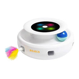 ROJECO 2-in-1 Interaktives Katzenspielzeug mit Laserpointer aus Kunststoff in Weiß für erwachsene Katzen – Bild 1 von 4