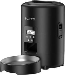 Produktbild von Rojeco Automatischer Futterspender für Katzen und Hunde mit Edelstahl Komponente in Schwarz