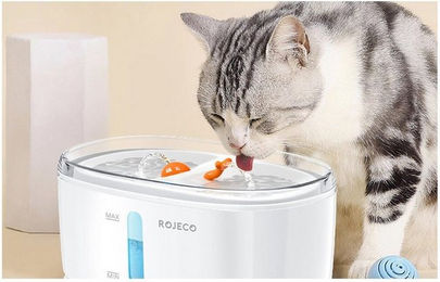 ROJECO Kabelloser Trinkbrunnen aus Edelstahl für Hunde und Katzen Weiß 2,5L – Bild 1 von 3