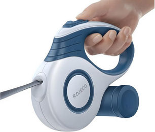 ROJECO Rollleine für Hunde aus Nylon mit ergonomischem Griff und Beutelfach in Blau – Bild 1 von 4
