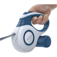 Produktbild von ROJECO Rollleine für Hunde aus Nylon mit ergonomischem Griff und Beutelfach in Blau