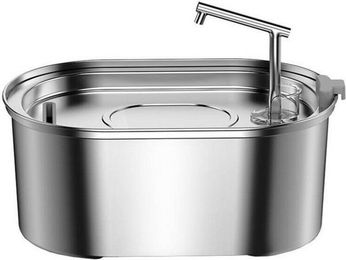 Produktbild von Rojeco Trinkbrunnen aus Edelstahl für Katzen und kleine Hunde 3,2L Grau Silber