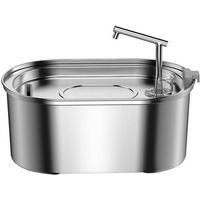 Produktbild von Rojeco Trinkbrunnen aus Edelstahl für Katzen und kleine Hunde 3,2L Grau Silber
