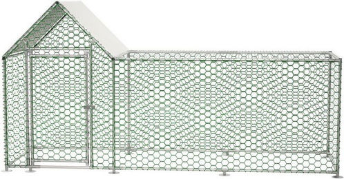 Rolipo Hühnerstall Freilaufgehege aus Metall mit PE-Dach für Hühner und Kleintiere 3x1x1,5 m Grün – Bild 1 von 4
