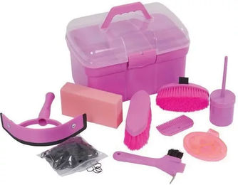 Roma Ultimate Grooming-Set mit 10-teiligem Putzbesteck und Kunststoff-Aufbewahrungsbox in Rosa – Bild 1 von 2
