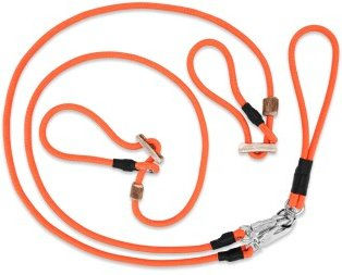 ROMNEYS Doppel-Moxonleine Durham für zwei Hunde, wasserabweisende Hundeleine aus Seil, 130 cm, Orange – Bild 1 von 3