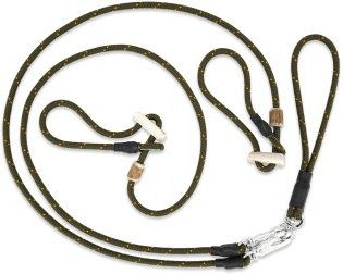 ROMNEYS Doppel-Moxonleine für zwei Hunde, wasserabweisend, 130 cm, Olivgrün – Bild 1 von 3