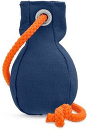 Romneys Dummy Ball Hundespielzeug aus Stoff mit Wurfseil Blau 150g – Bild 1 von 7